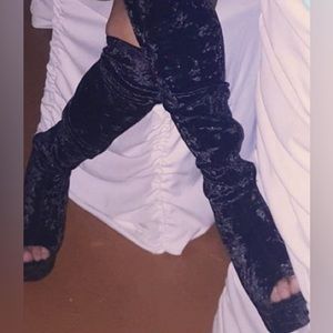 Knee high platform heels.